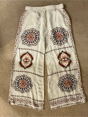 Johnny Was:Jade Cream Elastic-Waist Pull-On Pants